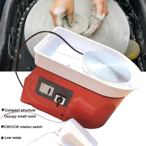 Vista 2 de Huanyu Máquina de cerámica Máquina de cerámica Rueda de cerámica de 350 W, 9.8 in, 9.8 pulgadas, arcilla de cerámica, manualidades, herramienta