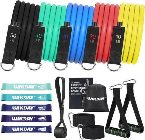 Vista 16 de WIKDAY Exercise Resistance Bands with Handles for Working Out Workout Bands Set with Door Anchor for Physical Therapy, Yoga, Pilates