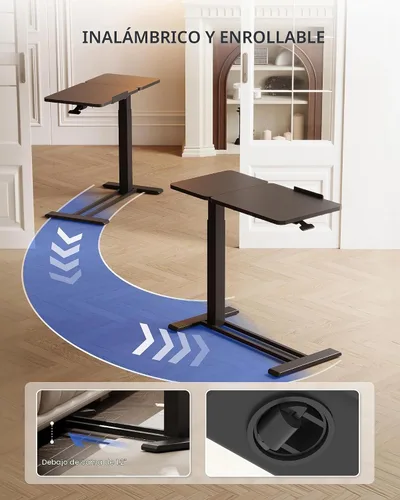 Vista 8 de FLEXISPOT Mesa C de resorte de gas de 28 pulgadas con tapa inclinable Negro