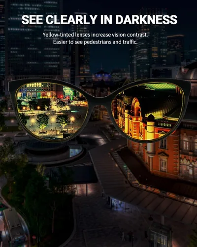 Vista 4 de Zeelool Gafas redondas de conducción nocturna para mujeres y hombres, lentes de visión nocturna polarizadas, lente de revestimiento antirreflectante