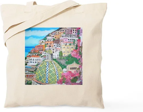 Vista 21 de CafePress Positano, Italia Tote Bag Bolsa de compras de lona beige reutilizable, Caqui, S