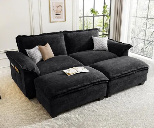 Vista 27 de KKL Sofá Seccional Modular de 89 Pulgadas, Sofá de Amor de 2 Asientos Sofá Nube con Asiento Profundo, Sofás Seccionales de Chenilla para Sala