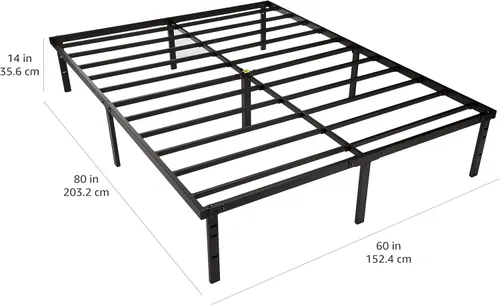 Vista 3 de Amazon Basics - Base de cama robusta y resistente con plataforma de almacenamiento tamaño Queen, soporte de listones de acero, sin ruido, de fácil