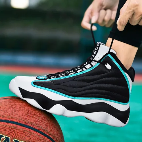 Vista 4 de MODGE Zapatos deportivos de baloncesto de caña alta para hombre, ligeros, transpirables, antideslizantes, que absorben los golpes