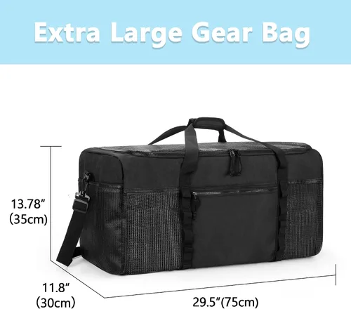 Vista 4 de Fasrom Bolsa de lona XL de malla para equipo de buceo, bolsa deportiva de gran tamaño para esnórquel, natación, artículos de playa y gimnasio