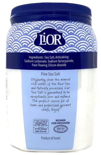 Vista 2 de LiOR Sal marina fina, sal marina roja natural Tarro de chef de sal marina kosher, Kosher para Pascua 35.2 onzas