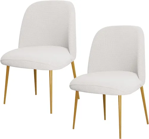Vista 20 de SZJIAHTM 2 Fundas para Sillas de Comedor Suaves Elásticas Funda Deslizable de Poliéster sin Brazos con Respaldo Curvado Fundas Deslizables