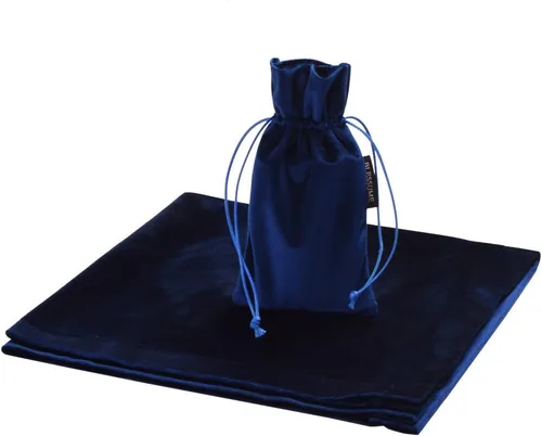Vista 31 de BLESSUME Wizard Tarot Mantel y bolsa Cuadrado Azul Tarot Paño Negro