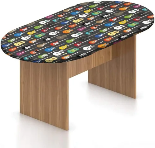 Vista 17 de Mantel ajustable ovalado de poliéster elástico de fantasía, diseño de casa del bosque en musgo, diseño de bosque encantado, se adapta a mesas
