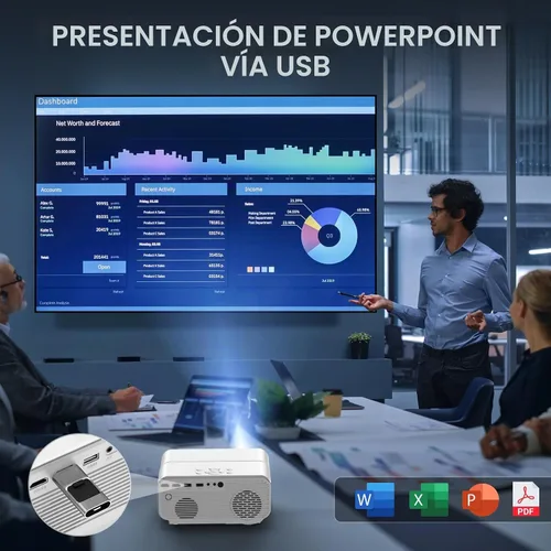 Vista 8 de [Enfoque Automático/Soporte 4K] Proyector con WiFi y Bluetooth, 700ANSI Nativo 1080P Proyector de Películas para Exteriores con Enfoque