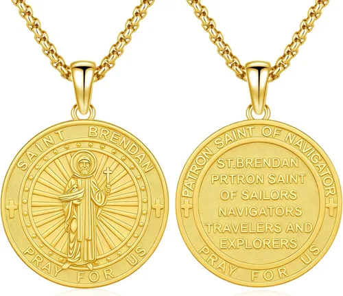 Vista 36 de 925 Sterling Silver Patron Saint Amulet Necklace for Men Women plateado
