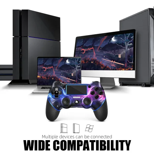 Vista 6 de AceGamer Wireless Controller for PS4, Custom Design V2 Gamepad Joystick for PS4 with Non-Slip Grip of Both Sides and 3.5mm Audio Jack! Thumb Caps