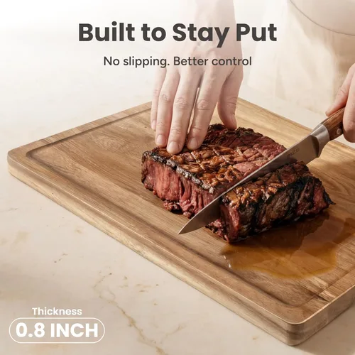 Vista 2 de SMIRLY - Juego de tablas grandes para cortar para la cocina, con soporte incluido, hecho de madera de bambú