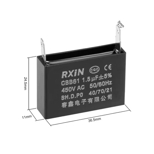 Vista 2 de uxcell Condensador de ventilador de techo CBB61 1.5uF 450 V AC Condensadores de película de polipropileno metalizado de un solo inserto 1.457 x