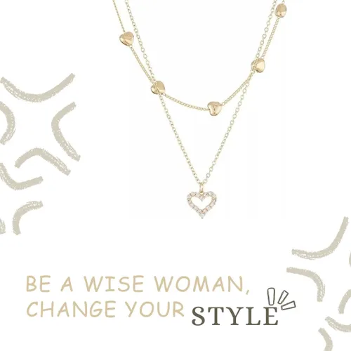Vista 7 de Collar de corazón de oro para mujer, colgante de corazón para niñas, collar de moda para adolescentes, joyería chapada en oro real de 14 quilates