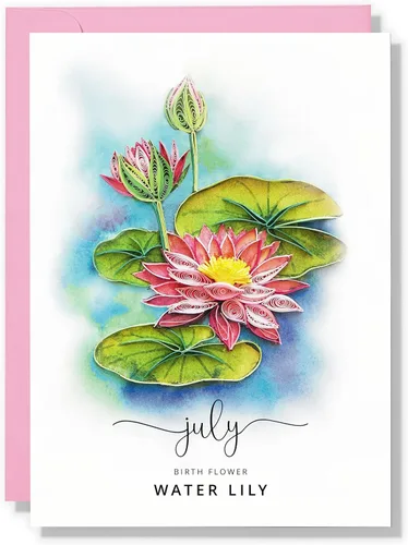 Vista 13 de Tarjeta de Flor de Nacimiento, Tarjeta Floral de Quilling Hecha a Mano para Cumpleaños, Aniversario, Flor de Mes de Nacimiento para Mamá, Mujeres