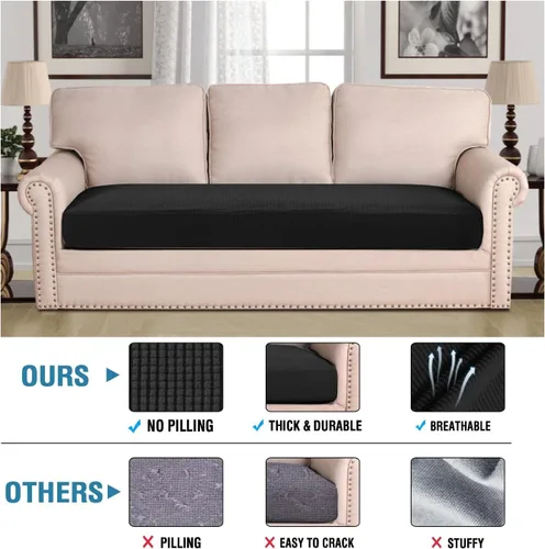 Vista 2 de H.VERSAILTEX Fundas de Cojín de Asiento Individuales Super Elásticas Fundas de Sofá Fundas de Cojín de Sofá Fundas Deslizables Juegos Tela de Sarga