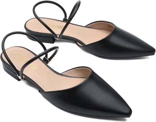 Vista 3 de DREAM PAIRS Zapatos planos para mujer, con punta puntiaguda, de dos vías, sin cordones