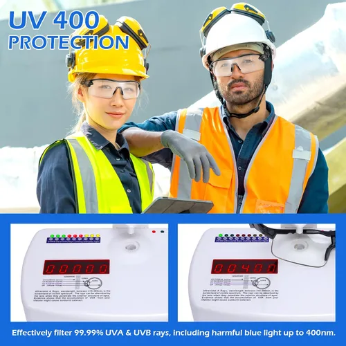 Vista 5 de OXG 6 Pack Safety Glasses, Scratch Resistant Wraparound Lenses ANSI Z87.1 Protective Eyewear for Unisex