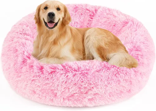 Vista 17 de NOYAL Cama Calmante en Forma de Rosquilla para Perros Pequeños a Medianos y Gatos - Cama de Mascotas de Felpa Sintética Anti-Ansiedad con Funda