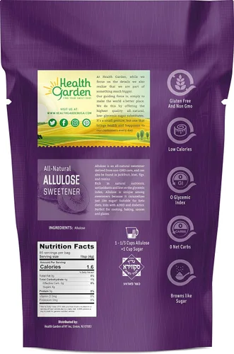 Vista 2 de Health Garden Edulcorante de alulosa, sin gluten ni azúcar, cero carbohidratos netos, sin OMG, kosher, apto para dieta cetogénica (12 onzas)