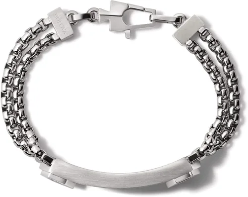 Vista 5 de Bulova Men's Precisionist Stainless Steel Double-Chain Link with Knurled Texture ID Plaque Bracelet