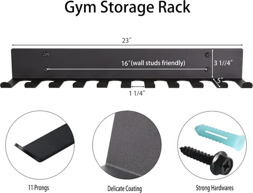 Vista 2 de Estante de almacenamiento multiusos para equipos de gimnasio, colgador de almacenamiento para bandas de resistencia, estante para barras, estante