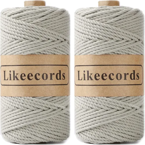 Vista 35 de Likeecords Cordón de algodón para macramé de 3mm x 100 metros, hilo torcido de 3 hebras, cuerda de macramé, hilo de algodón para macramé, cuerda