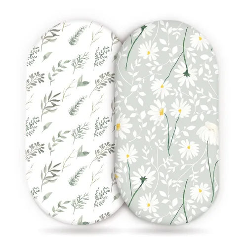 Vista 8 de GRSSDER Juego de 2 sábanas elásticas ultra suaves para cuna, ajuste universal para cuna de bebé, colchón rectangular ovalado, flores y frutas