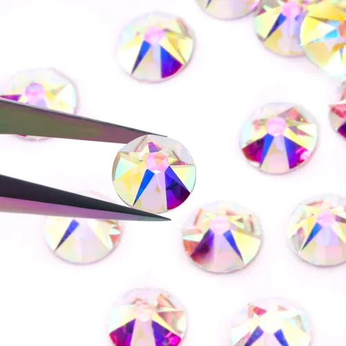 Vista 6 de Diamantes de imitación de 16 cortes no termoadhesivos con parte trasera plana para manualidades, diamantes de imitación de vidrio para uñas