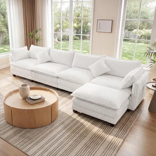 Vista 34 de Vesgantti Sofá de nube de 74 pulgadas para sala de estar, sofá modular de 2 plazas, sofá modular de pana de doble cojín, sofás pequeños de pana