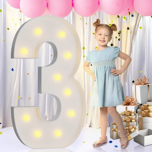 Vista 60 de IMPRSV Letras de mosaico iluminadas de marquesina, 4 pies para globos y fiestas, decoración de kit de arco