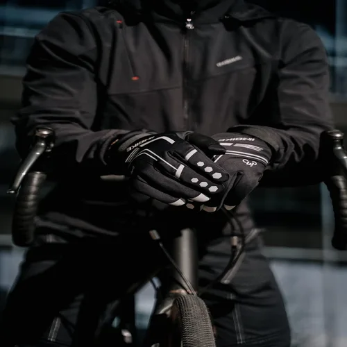 Vista 8 de INBIKE Guantes de ciclismo para hombres invierno a prueba de viento reflexivo almohadillas de gel térmico pantalla táctil
