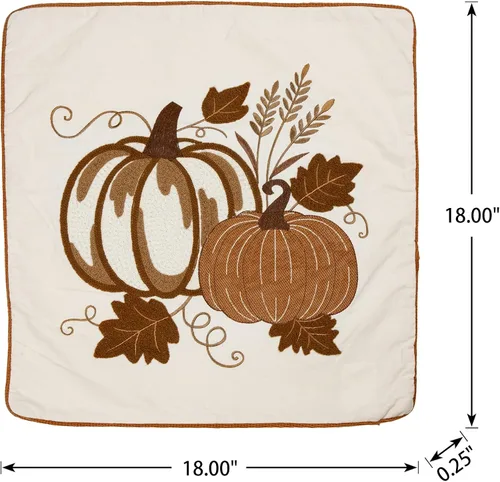 Vista 2 de Glitzhome Funda de almohada decorativa cuadrada de 18 x 18 pulgadas, funda de almohada rústica para sofá, cama, ideal para la cosecha de otoño