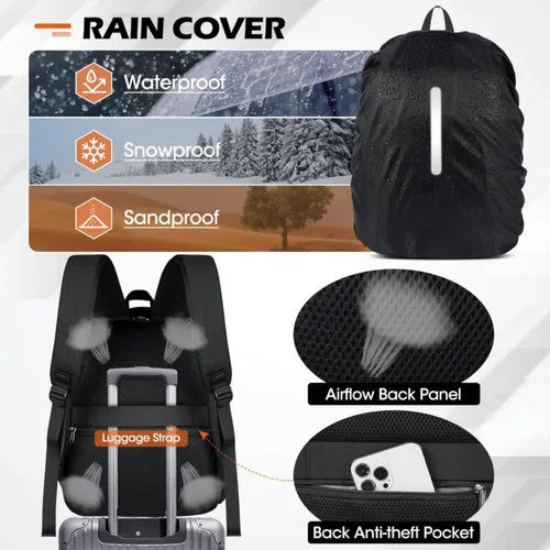 Vista 5 de SDYSM - Mochila profesional para cámara DSLR, SLR, mirrorless, impermeable, con compartimento para laptop de 14 pulgadas, cubierta contra la lluvia