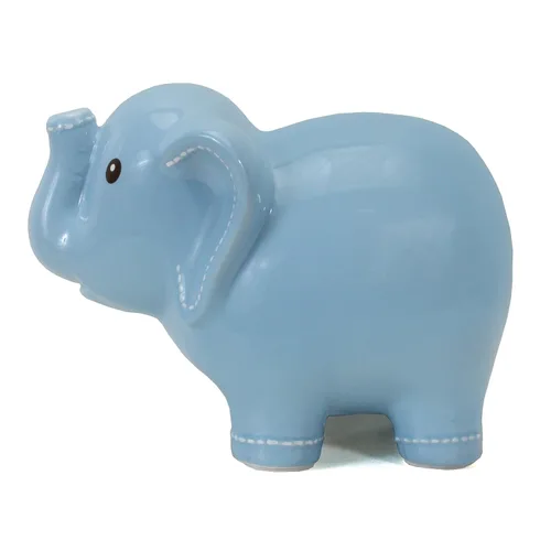 Vista 3 de Child to Cherish Alcancía de elefante cosido de cerámica, azul