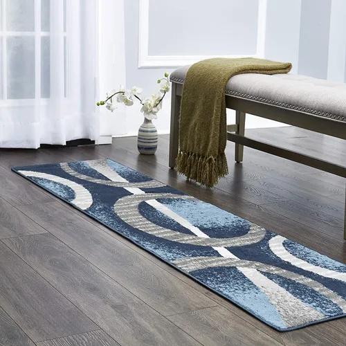 Vista 5 de Home Dynamix Premium Indus - Alfombra moderna para área, color azul medianoche, gris, 1'9"x7'2" Azul/Gris
