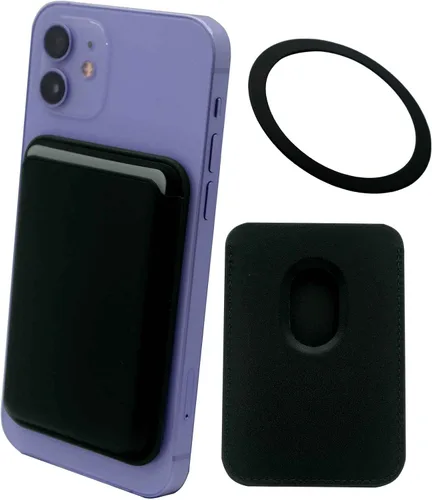 Vista 18 de Cartera magnética para tarjetas con anillo para MagSafe iPhone 14/13/12 Mini Plus y Pro Max, funda de cuero resistente y segura para teléfono