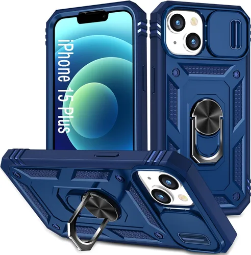 Vista 36 de Funda para iPhone 14, a prueba de golpes, resistente a los impactos, con lente deslizante protectora para iPhone 14 (6.1 pulgadas) (azul)
