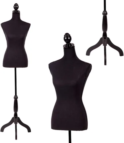 Vista 8 de FDW Maniquí 60”-67” de altura ajustable, modelo de vestido femenino, torso de soporte con trípode para ropa (blanco)
