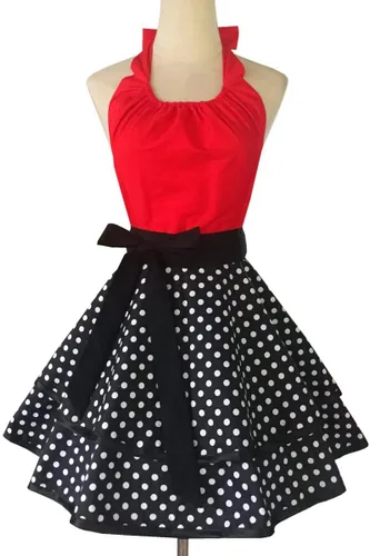 Vista 8 de Violet Mist - Lindos delantales vintage para mujeres con lunares negros, delantales retro para niñas, delantal de criada francesa, delantal sexy