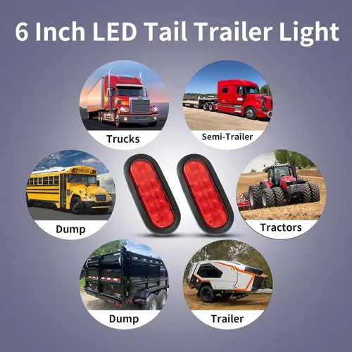 Vista 6 de Kit de luces LED ovaladas de 6" para remolque, 4 piezas de luces traseras impermeables de parada/giro/freno con 10 marcadores LED para camión, RV 4
