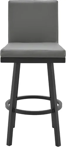Vista 3 de Armen Living Taburete giratorio moderno de metal y piel sintética gris Gem