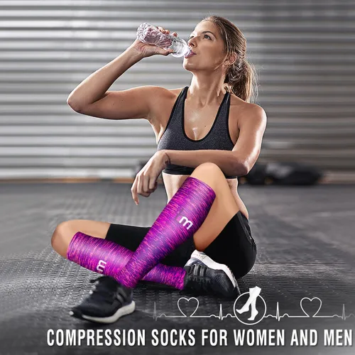 Vista 3 de Bluemaple Paquete de 6 calcetines de compresión de cobre para mujeres y hombres, el mejor apoyo para médicos, correr, enfermería, atletismo