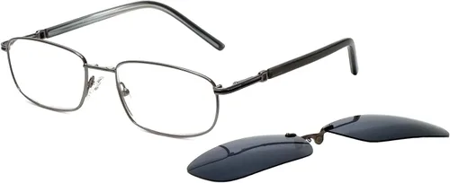 Vista 3 de Calabria 882 - Lentes de lectura rectangulares de metal con lentes de sol magnéticos polarizados con clip para hombres y mujeres