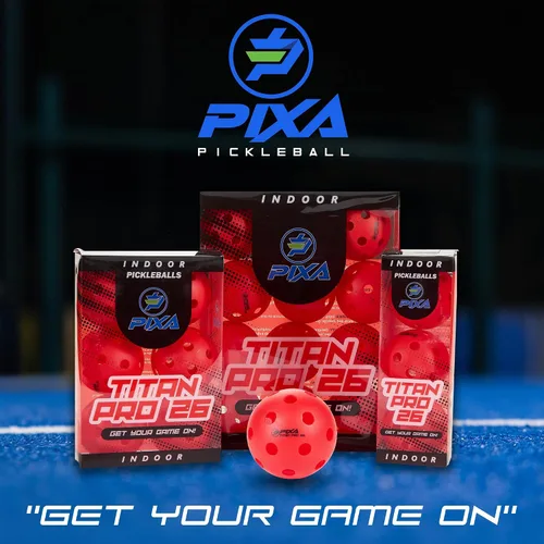 Vista 7 de PIXA Titan Pro 26 - Pelota de pickleball para interiores, aprobada por USAPA, nueva durabilidad mejorada, rebote constante, color rojo rally, Rojo