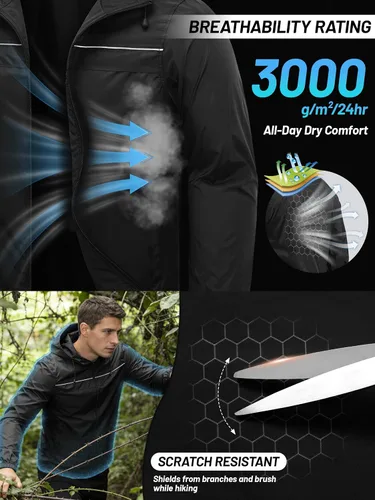 Vista 4 de SWISSWELL Mens Rain Jacket & Coats Packable Lightweight Waterproof Hooded 017-negro