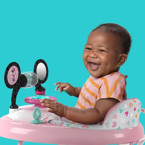 Vista 9 de Bright Starts Disney Baby Minnie Mouse Forever Besties - Andador de actividades 2 en 1 para bebé, marco fácil de plegar y estación de juguetes