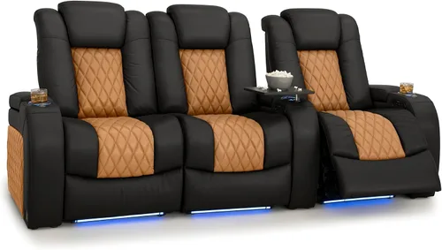 Vista 120 de Seatcraft Asiento de cine en casa Diamante Marrón Reclinable Individual