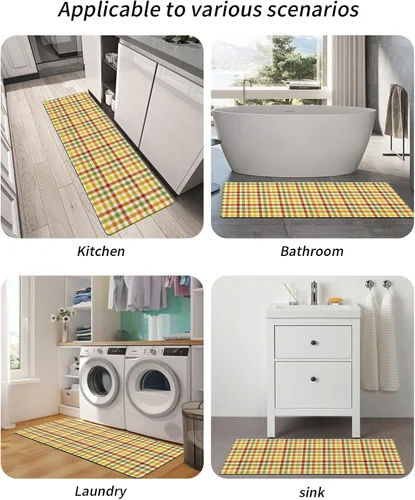 Vista 5 de Tapete de baño con diseño a cuadros para bañera, antideslizante, de secado rápido y absorbente, de tierra de diatomeas, para fregadero de cocina